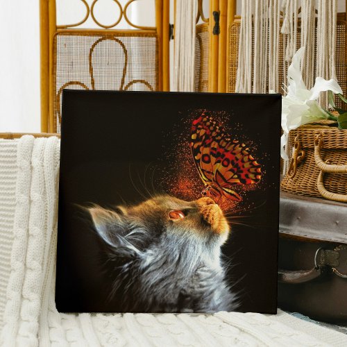 Cats Butterfly Kisses Modern Chic Fantasy Canvas Print