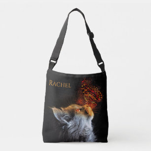 Cat's Butterfly Kisses Personalized Name Crossbody Bag