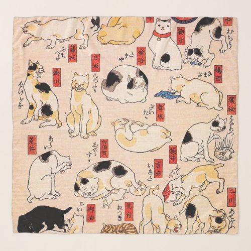 Cats by Utagawa Kuniyoshi Scarf