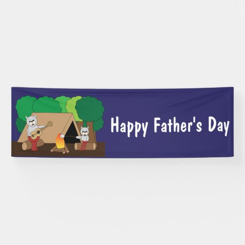 Cats Camping Fathers Day Banner