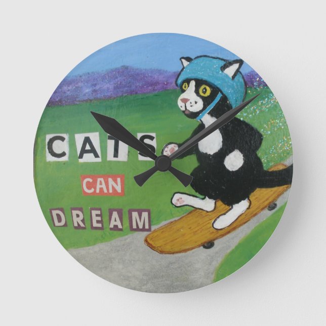 Cats Can Dream Wall Clock (Front)