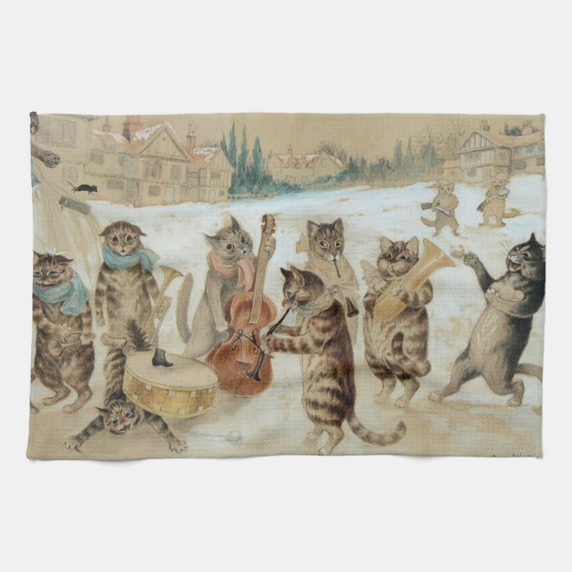 Cats Carol Singing by Louis Wain    Kitchen Towel (Horizontal)