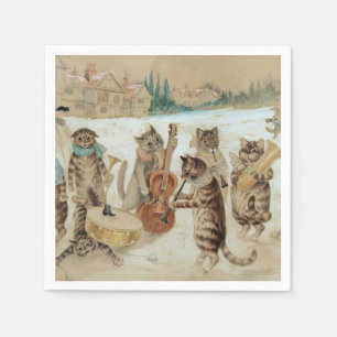 Cats Carol Singing by Louis Wain    Napkins