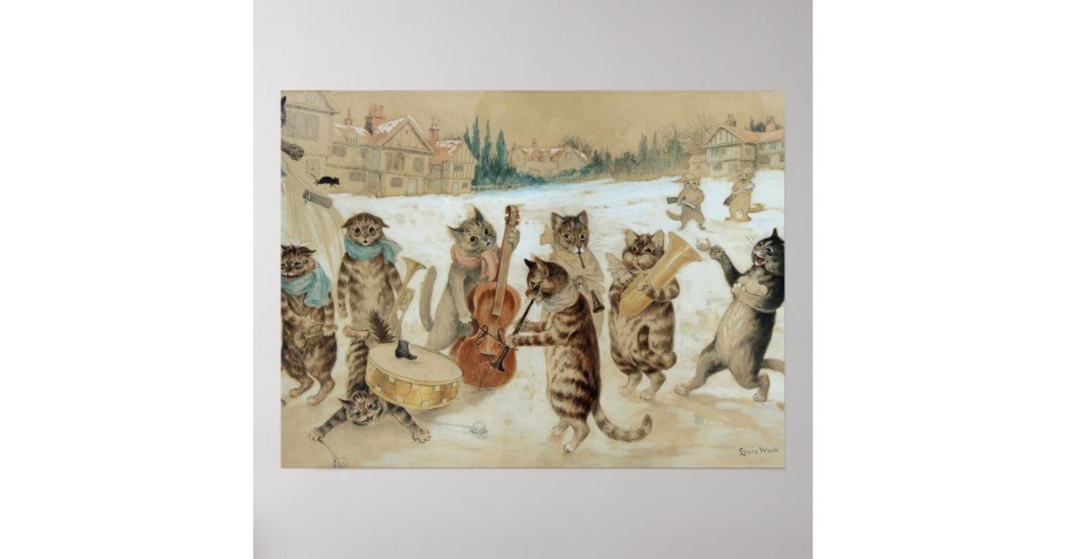 Louis Wain Print - Carol Singing Cats - Louis Wain Cat Poster