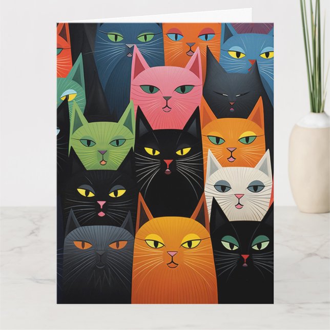 CATS CAT ART BIRTHDAY GREETING CARD (Front)