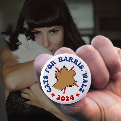 Cats Cat Ladies for Kamala Harris VOte 2024 Button