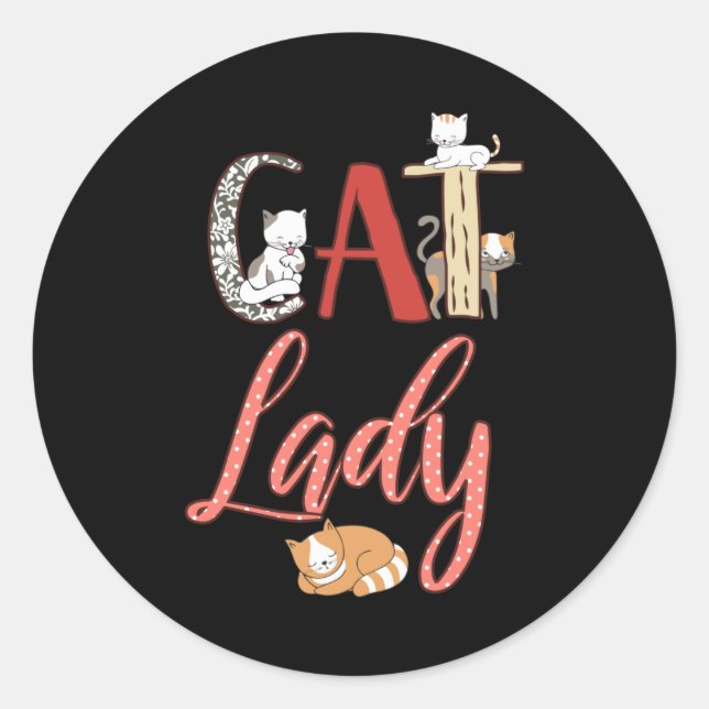 Cats - Cat Lady Cat Lover Classic Round Sticker (Front)