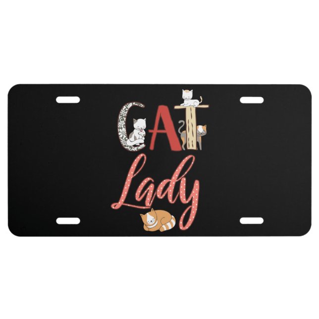 Cats - Cat Lady Cat Lover License Plate (Front)