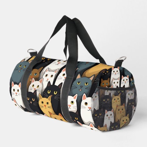 Cats Cats and More Cats Pattern Duffle Bag