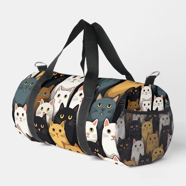 Cats Cats and More Cats Pattern Duffle Bag (Right Corner)