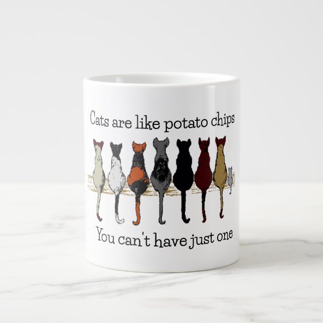 Cats, Cats, Cats, and a Kitten Giant Coffee Mug (Front)