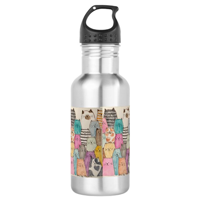 Cats! Cats! Cats! Stainless Steel Water Bottle (Front)