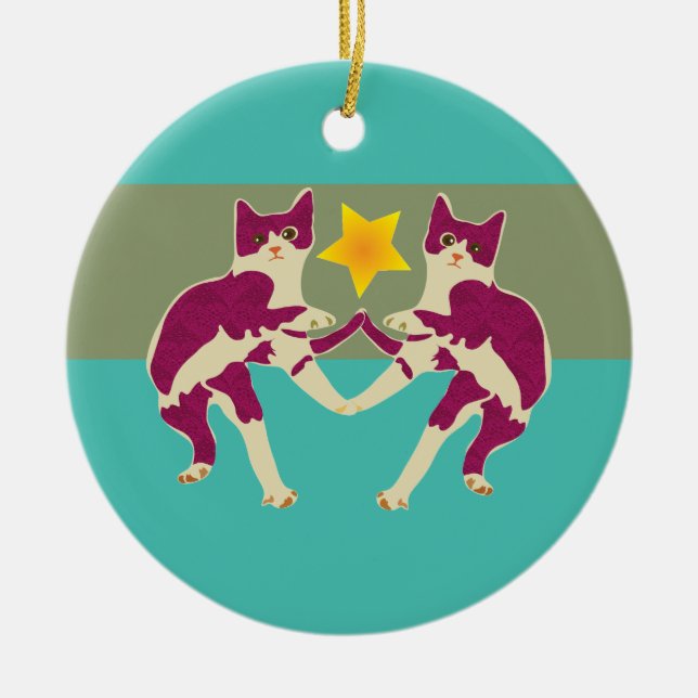 Cats Ceramic Ornament (Front)