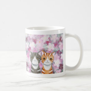 Cats Cherry Blossoms Mug Cute Tabby Cats Flowers