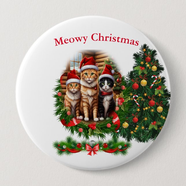 Cats Christmas Button (Front)