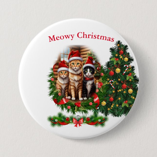 Cats Christmas Button (Front)