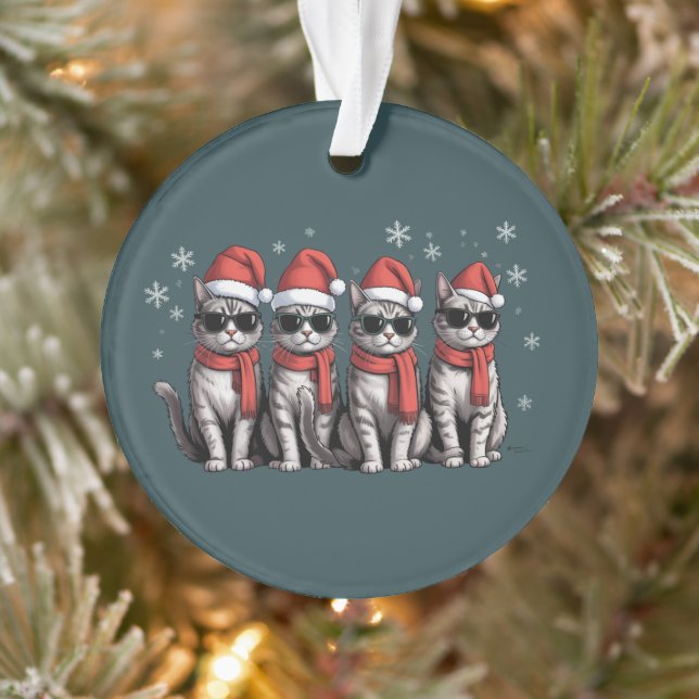 Cats Christmas Cat Mom Holiday Xmas Santa Ornament (Tree)