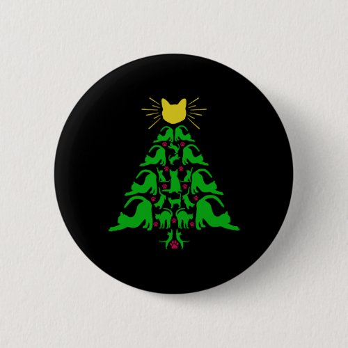 Cats Christmas Funny Meowy Christmas Tree Cat Love Button