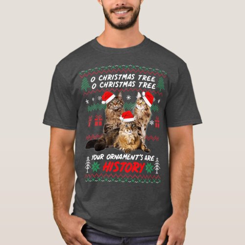 Cats Christmas Funny Ornaments Maine Coon Lovers  T_Shirt