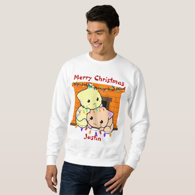 Cats christmas gift, personalized name sweatshirt (Front Full)