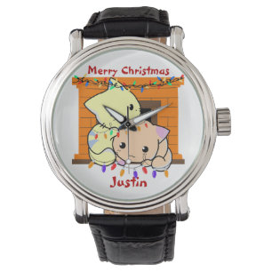 Cats christmas gift, personalized name watch
