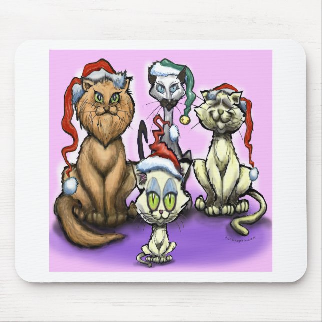 Cats Christmas Hats Mouse Pad (Front)