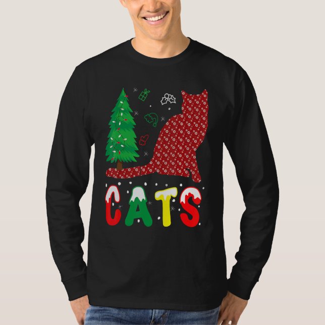 Cats Christmas Pajama Family Xmas T-Shirt (Front)