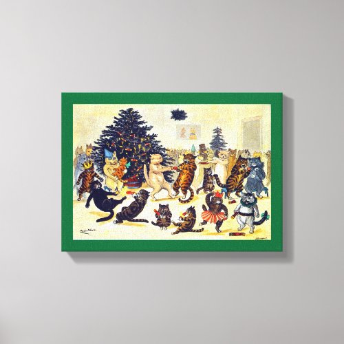 Cats Christmas Party Louis Wain Canvas Print