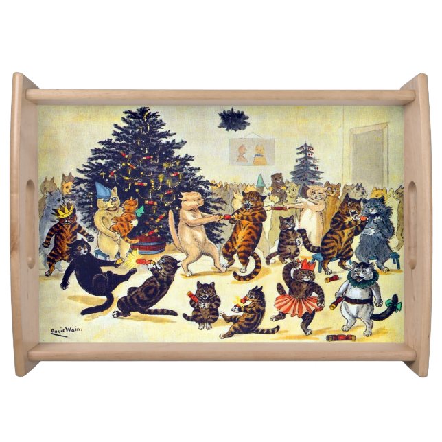 Cat's Christmas Party, Louis Wain Serving Tray (Front)