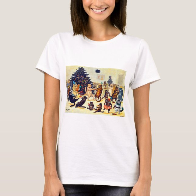 Cat's Christmas Party, Louis Wain T-Shirt (Front)