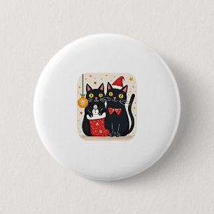 Cats Christmas Retro 50s 60s Xmas (1) Button