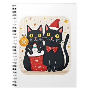 Cats Christmas Retro 50s 60s Xmas (1) Notebook