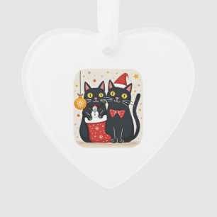 Cats Christmas Retro 50s 60s Xmas (1) Ornament