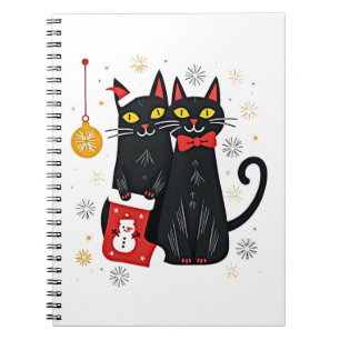 Cats Christmas Retro 50s 60s Xmas (2) Notebook