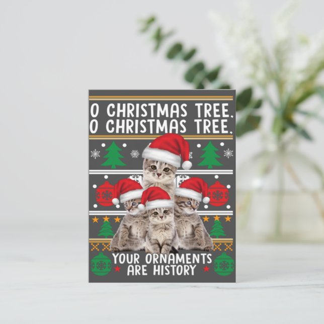 Cats Christmas Shirt Funny Ornaments Pajama Family Postcard (Standing Front)