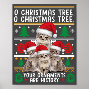 Cats Christmas Shirt Funny Ornaments Pajama Family Poster
