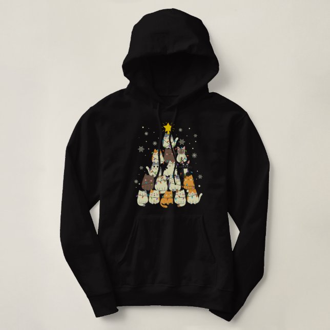 Cats Christmas Tree Funny Xmas Cat 73 Hoodie (Design Front)
