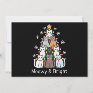 Cats Christmas Tree Meowy Bright Cute Xmas Holiday Card
