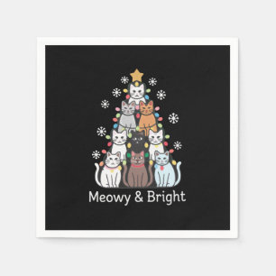 Cats Christmas Tree Meowy Bright Cute Xmas Napkins