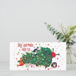 Cats Christmas Tree Mischief Holiday Card