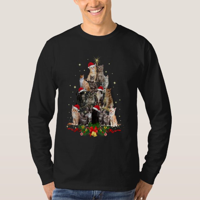 Cats Christmas Tree Ornament Decor T-Shirt (Front)