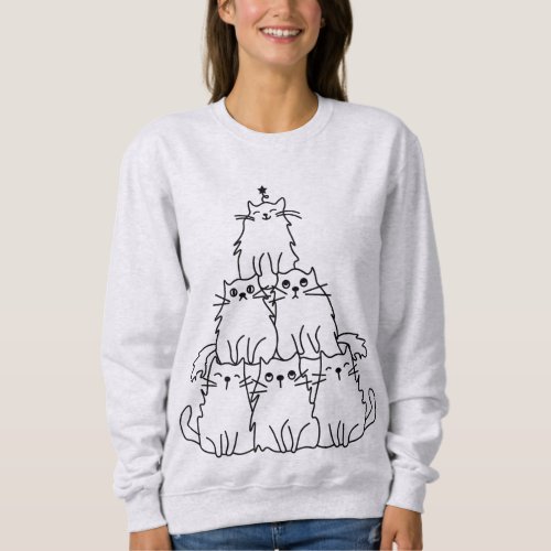 Cats Christmas Tree Womens Sweatshirt