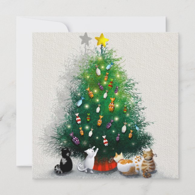 Cats & Christmas Trees Invitation (Front)