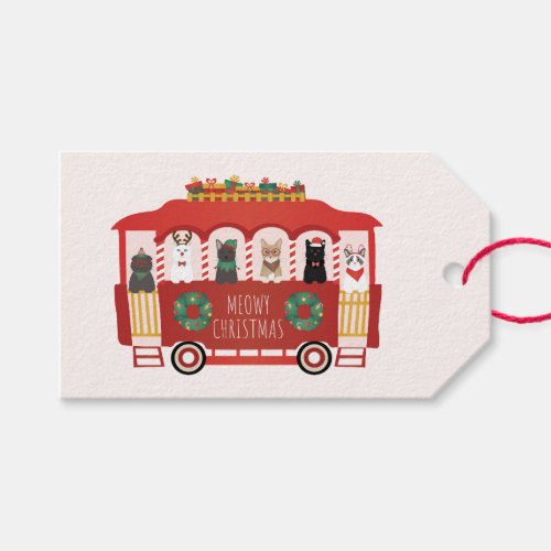 Cats Christmas Trolly Meowy Christmas Gift Tags