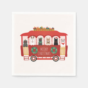 Cats Christmas Trolly Meowy Christmas Napkins