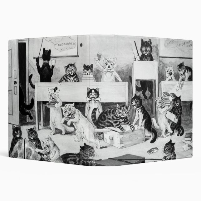 Cats Classroom Discipline, Louis Wain 3 Ring Binder (Background)