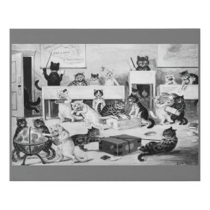 Cats Classroom Discipline, Louis Wain Faux Canvas Print