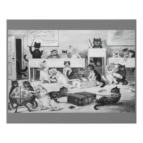 Cats Classroom Discipline Louis Wain Faux Canvas Print