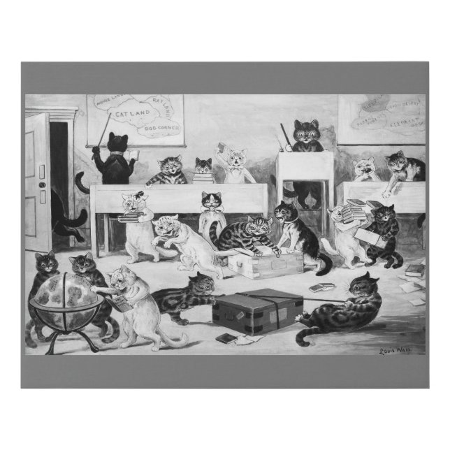 Cats Classroom Discipline, Louis Wain Faux Canvas Print (Front)