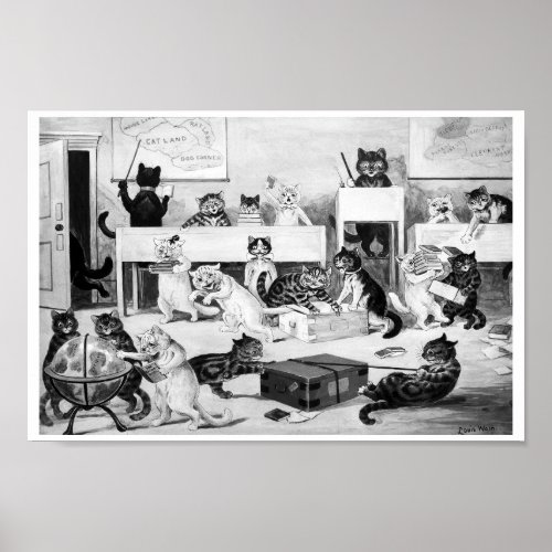 Cats Classroom Discipline Louis Wain Poster